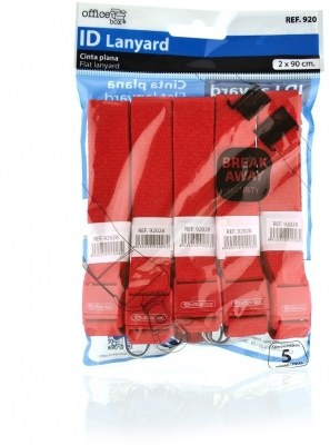 Snur textil Lanyard, Office box rosu, 2 x 90 cm